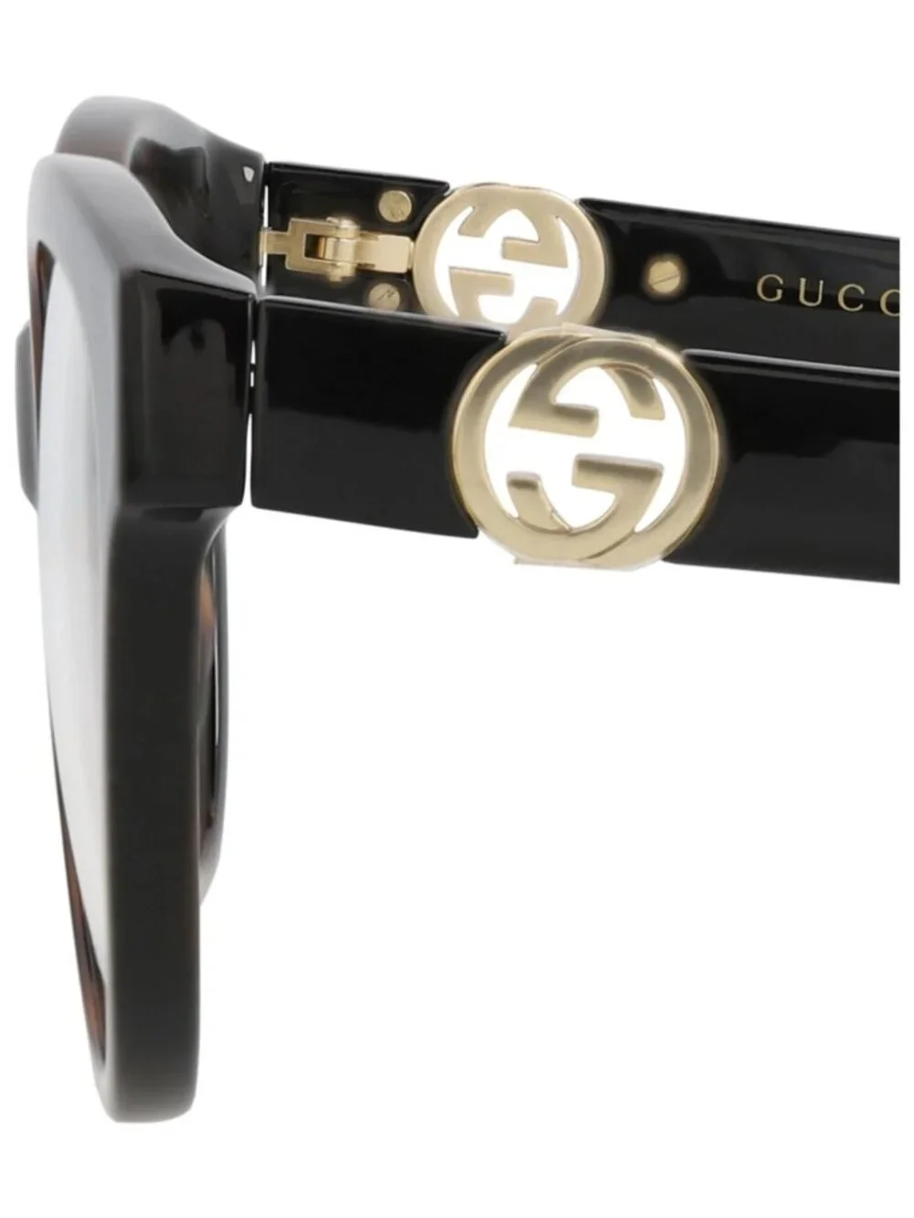 New Gucci Women's Eyeglasses Square Rectangle Injection Frame Havana Black